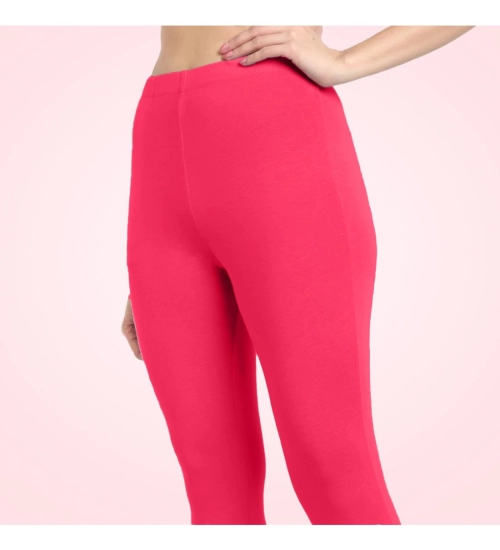 Generic Women's Cotton Blended Solid Ankle legging (Pink)