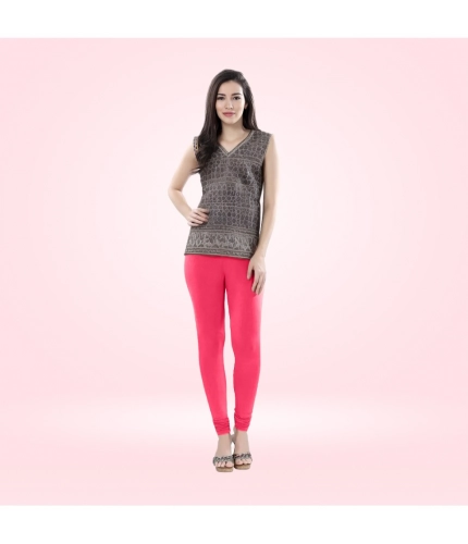 Generic Women's Cotton Blended Solid Churidar leggings (Pink)