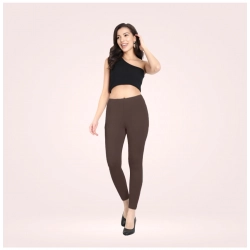 Generic Women's Cotton Blended Solid Ankle legging (Brown)