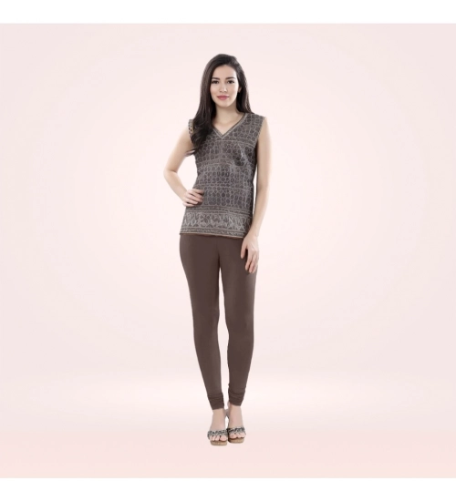 Generic Women's Cotton Blended Solid Churidar leggings (Brown)