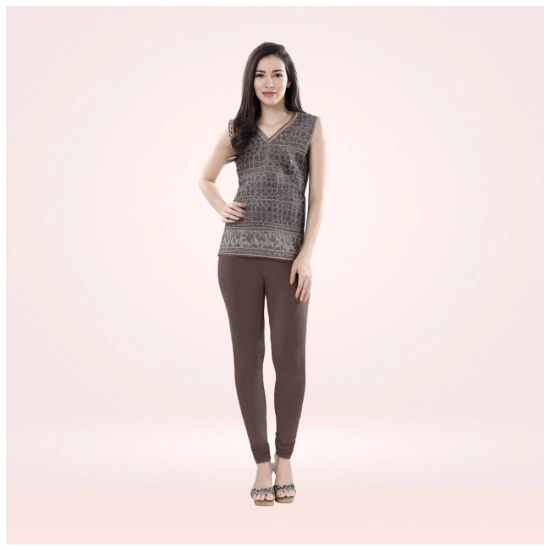 Generic Women's Cotton Blended Solid Churidar leggings (Brown) Generic Women's Cotton Blended Solid Churidar leggings (Brown)