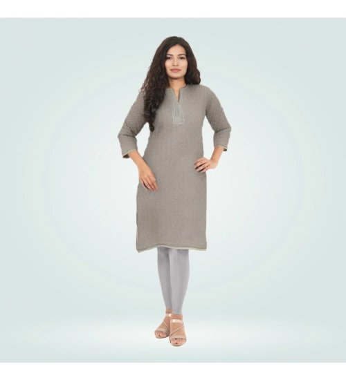 Generic Women's Cotton Blended Solid Shimmer Ankle leggings (Silver Gray)