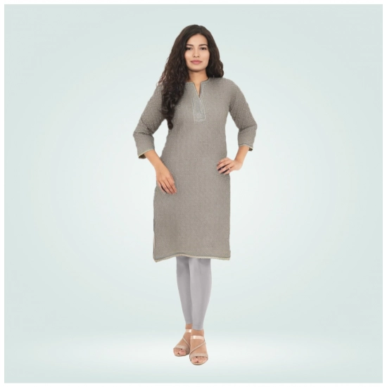 Generic Women's Cotton Blended Solid Shimmer Ankle leggings (Silver Gray)