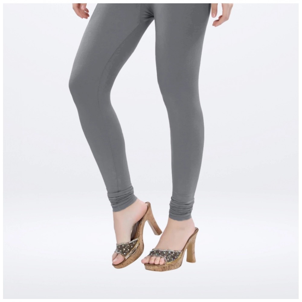 Generic Women's Cotton Blended Solid Churidar leggings (Silver Gray) Generic Women's Cotton Blended Solid Churidar leggings (Silver Gray)