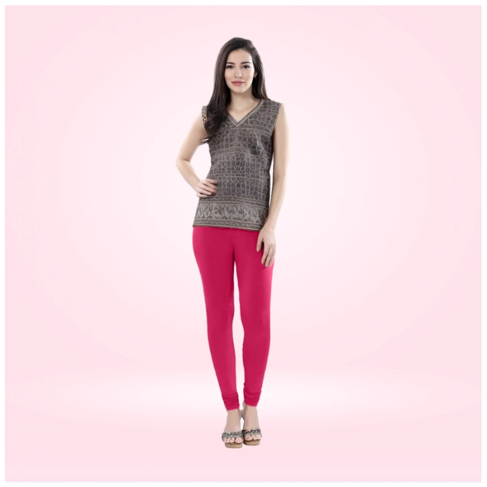 Generic Women's Cotton Blended Solid Churidar leggings (Rani) Generic Women's Cotton Blended Solid Churidar leggings (Rani)