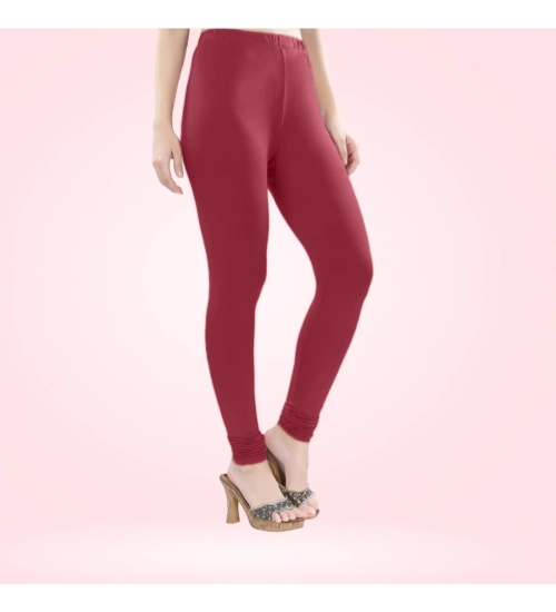 Generic Women's Cotton Blended Solid Churidar leggings (Red Maroon)