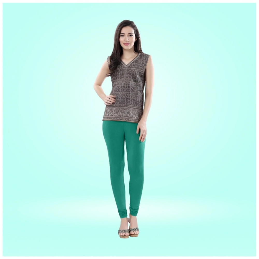 Generic Women's Cotton Blended Solid Churidar leggings (Rama Green) Generic Women's Cotton Blended Solid Churidar leggings (Rama Green)