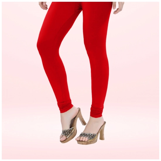 Generic Women's Cotton Blended Solid Churidar leggings (Red)
