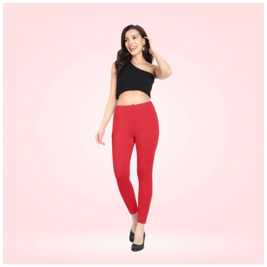 Generic Women's Cotton Blended Solid Ankle legging (Red)