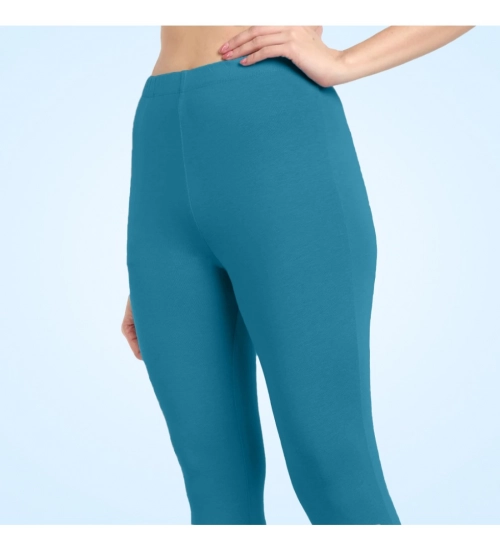 Generic Women's Cotton Blended Solid Ankle legging (Blue)