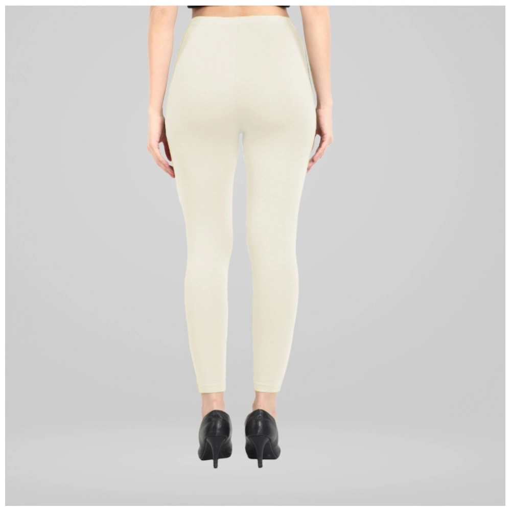 Generic Women's Cotton Blended Solid Ankle legging (Off White) Generic Women's Cotton Blended Solid Ankle legging (Off White)