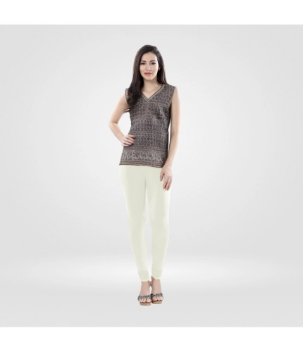 Generic Women's Cotton Blended Solid Churidar leggings (White)