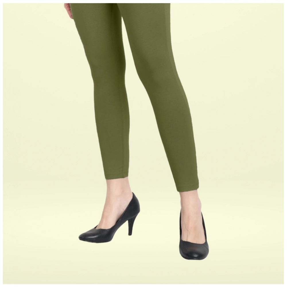 Generic Women's Cotton Blended Solid Ankle legging (Olive Green) Generic Women's Cotton Blended Solid Ankle legging (Olive Green)
