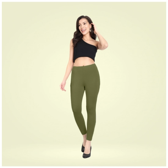Generic Women's Cotton Blended Solid Ankle legging (Olive Green) Generic Women's Cotton Blended Solid Ankle legging (Olive Green)