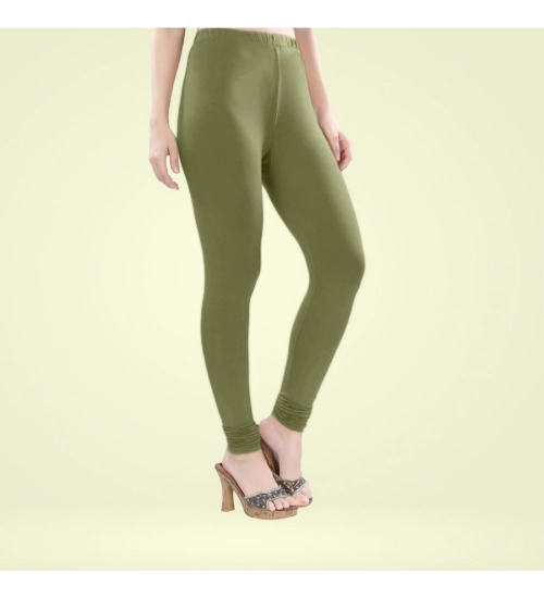 Generic Women's Cotton Blended Solid Churidar leggings (Olive Green)