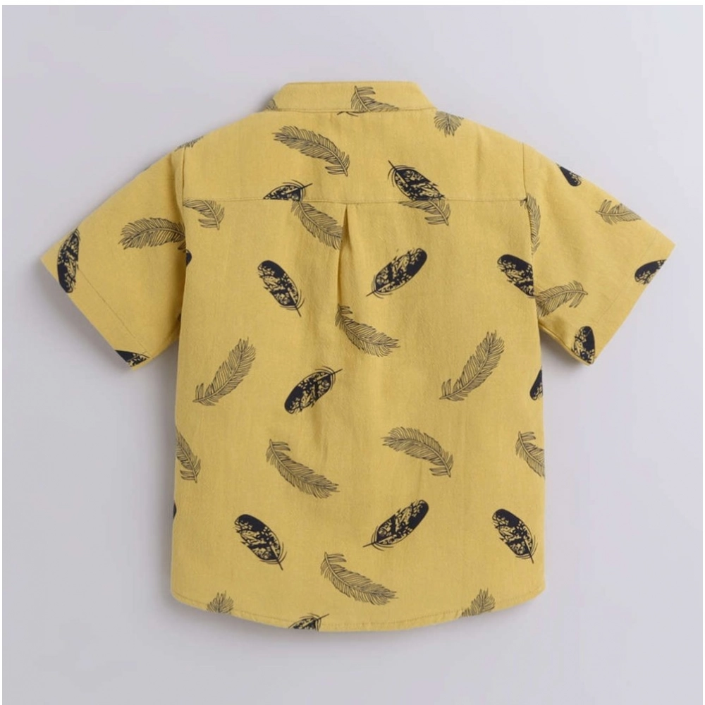 Generic Boy's Cotton Blend Printed Short Sleeve Shirt and Shorts Set (Yellow) Generic Boy's Cotton Blend Printed Short Sleeve Shirt and Shorts Set (Yellow)