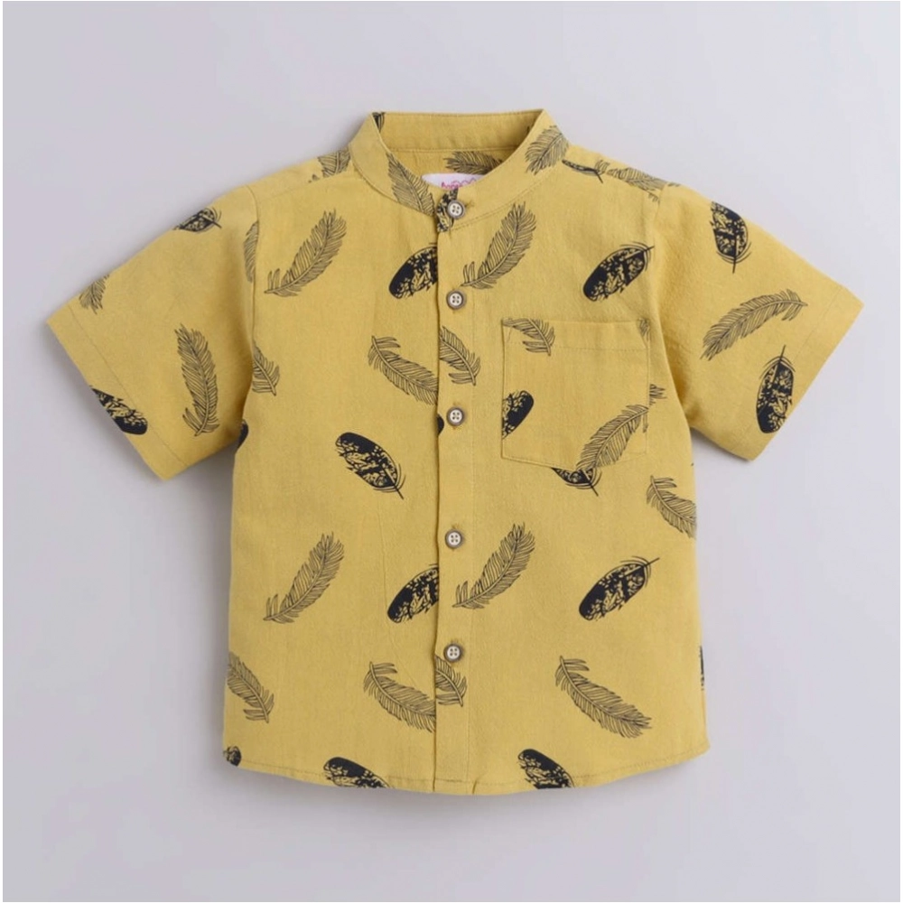 Generic Boy's Cotton Blend Printed Short Sleeve Shirt and Shorts Set (Yellow) Generic Boy's Cotton Blend Printed Short Sleeve Shirt and Shorts Set (Yellow)