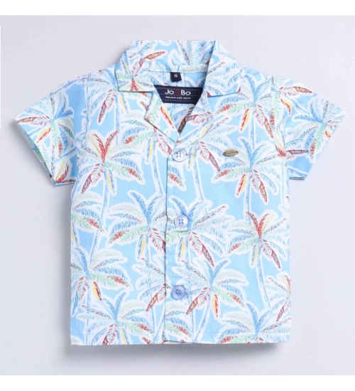 Generic Boy's Lycra Blend Printed Short Sleeve Shirt and Shorts Set (MultiColor)