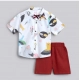 Generic Boy's Cotton Blend Printed Short Sleeve Shirt and Shorts Set (White) Generic Boy's Cotton Blend Printed Short Sleeve Shirt and Shorts Set (White)
