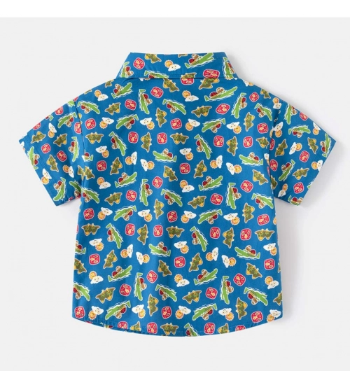 Generic Boy's Cotton Blend Printed Short Sleeve Shirt (MultiColor)