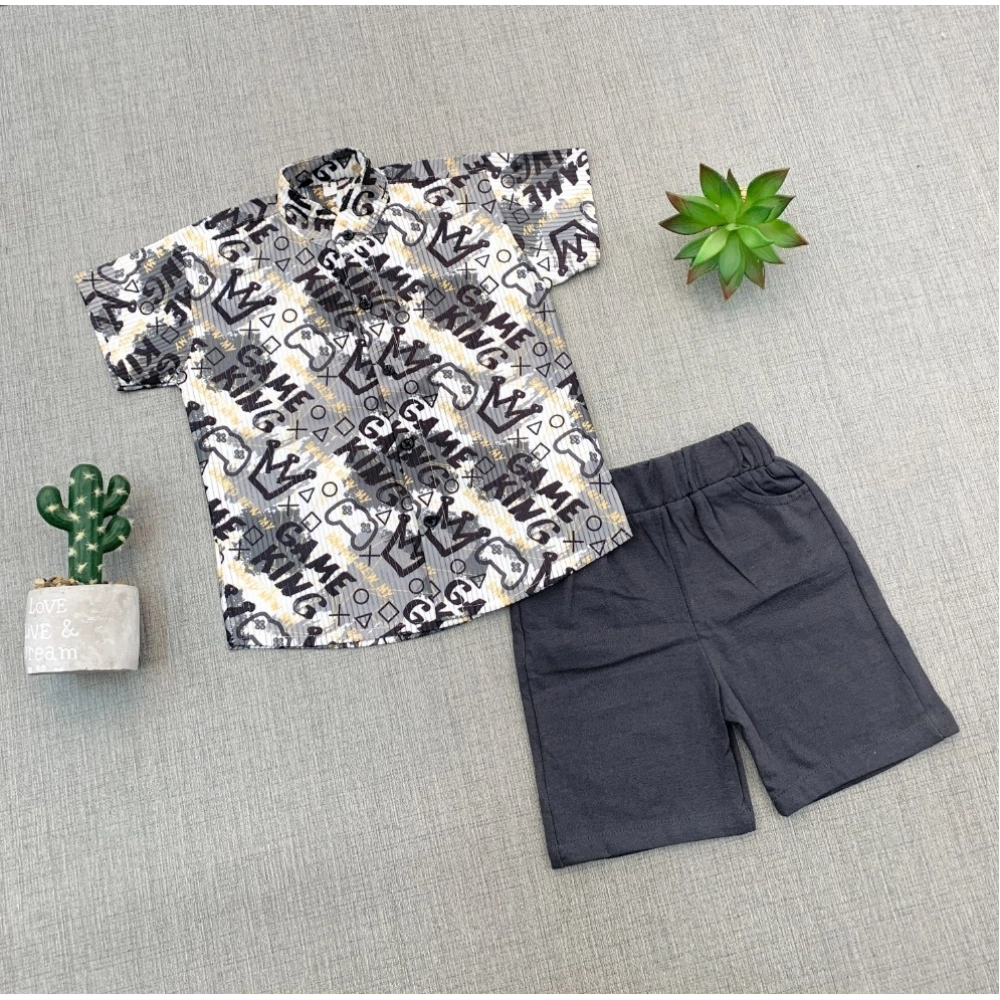 Generic Boy's Cotton Blend Printed Short Sleeve Shirt and Shorts Set (MultiColor) Generic Boy's Cotton Blend Printed Short Sleeve Shirt and Shorts Set (MultiColor)
