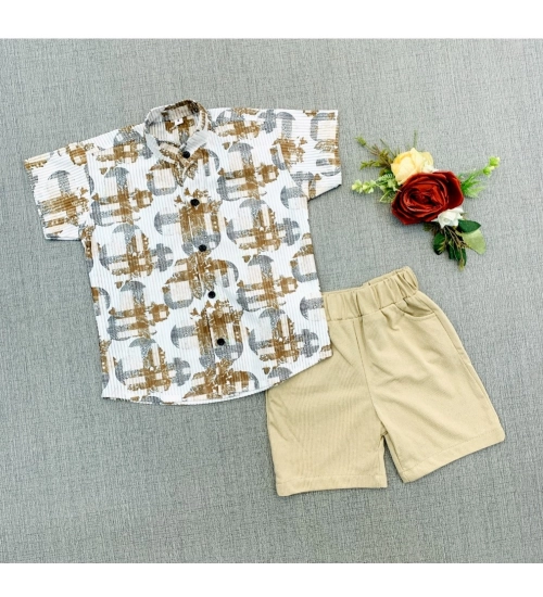 Generic Boy's Cotton Blend Printed Short Sleeve Shirt and Shorts Set (MultiColor)