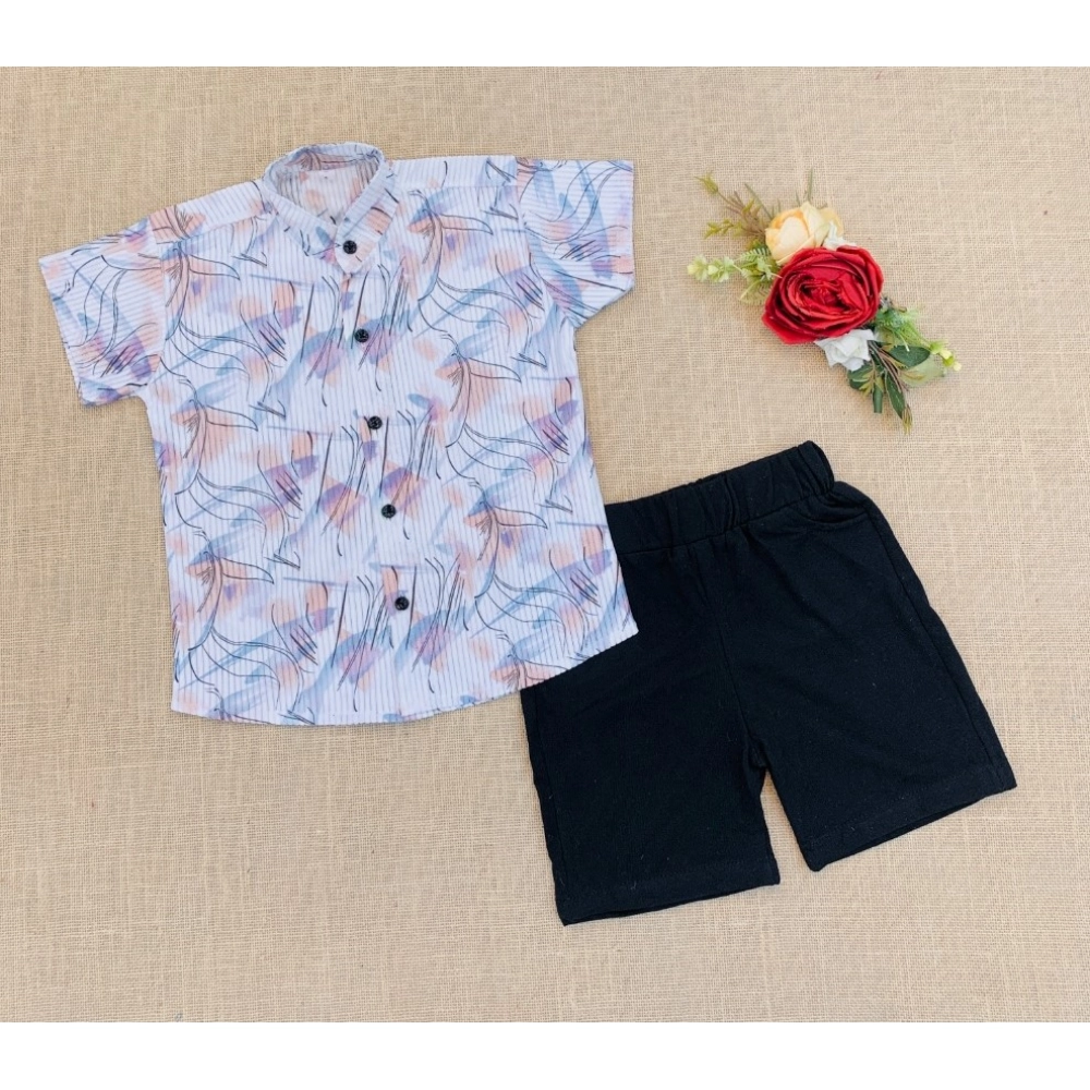 Generic Boy's Cotton Blend Printed Short Sleeve Shirt and Shorts Set (MultiColor) Generic Boy's Cotton Blend Printed Short Sleeve Shirt and Shorts Set (MultiColor)