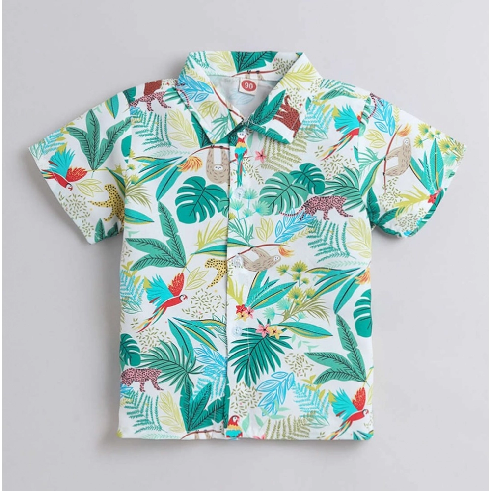Generic Boy's Lycra Blend Printed Short Sleeve Shirt and Shorts Set (MultiColor) Generic Boy's Lycra Blend Printed Short Sleeve Shirt and Shorts Set (MultiColor)