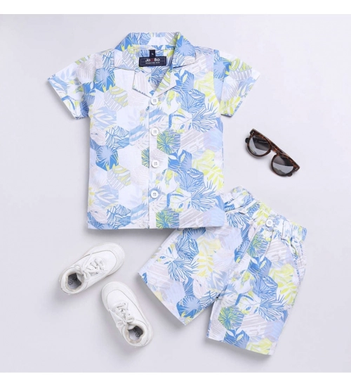 Generic Boy's Cotton Blend Printed Short Sleeve Shirt and Shorts Set (MultiColor)
