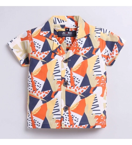 Generic Boy's Lycra Blend Printed Short Sleeve Shirt and Shorts Set (MultiColor)