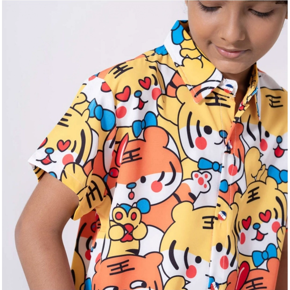 Generic Boy's Lycra Blend Printed Short Sleeve Shirt and Shorts Set (MultiColor) Generic Boy's Lycra Blend Printed Short Sleeve Shirt and Shorts Set (MultiColor)
