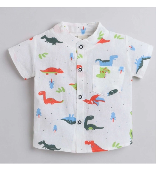 Generic Boy's Cotton Blend Printed Short Sleeve Shirt and Shorts Set (MultiColor)