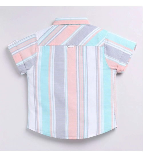 Generic Boy's Cotton Blend Printed Short Sleeve Shirt (MultiColor)