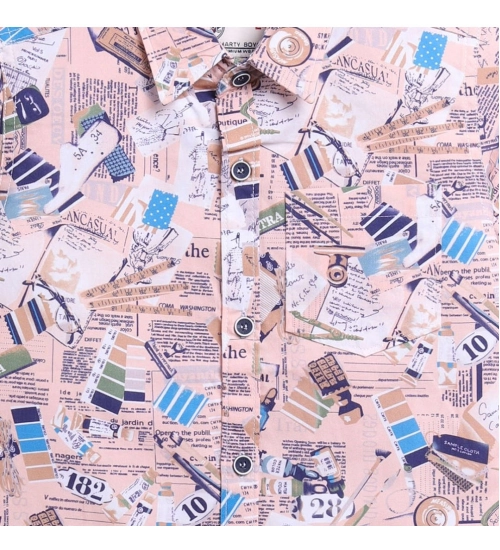 Generic Boy's Cotton Blend Printed Short Sleeve Shirt (MultiColor)