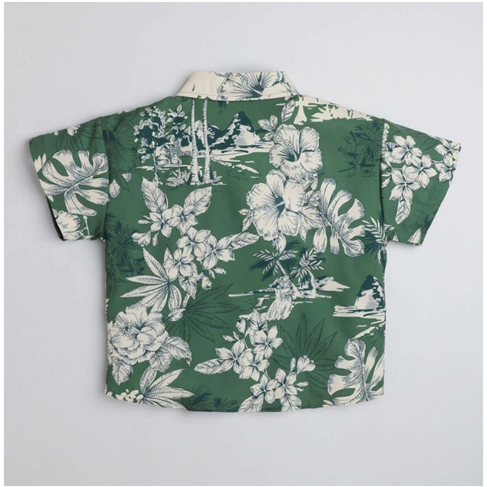 Generic Boy's Cotton Blend Printed Short Sleeve Shirt (Green) Generic Boy's Cotton Blend Printed Short Sleeve Shirt (Green)