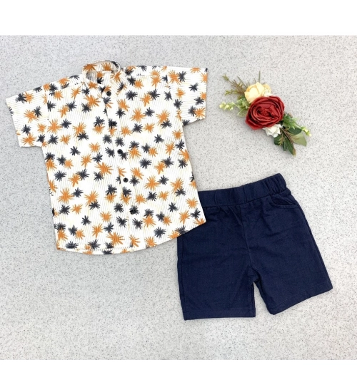 Generic Boy's Cotton Blend Printed Short Sleeve Shirt and Shorts Set (MultiColor)