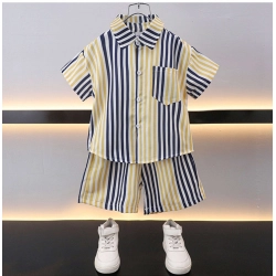 Generic Boy's Lycra Blend Printed Short Sleeve Shirt and Shorts Set (MultiColor)