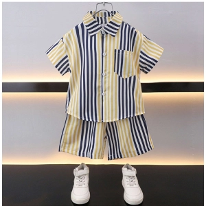 Generic Boy's Lycra Blend Printed Short Sleeve Shirt and Shorts Set (MultiColor)