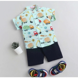 Generic Boy's Cotton Blend Printed Short Sleeve Shirt and Shorts Set (MultiColor)