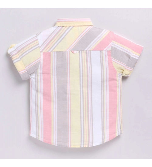 Generic Boy's Cotton Blend Printed Short Sleeve Shirt (MultiColor)
