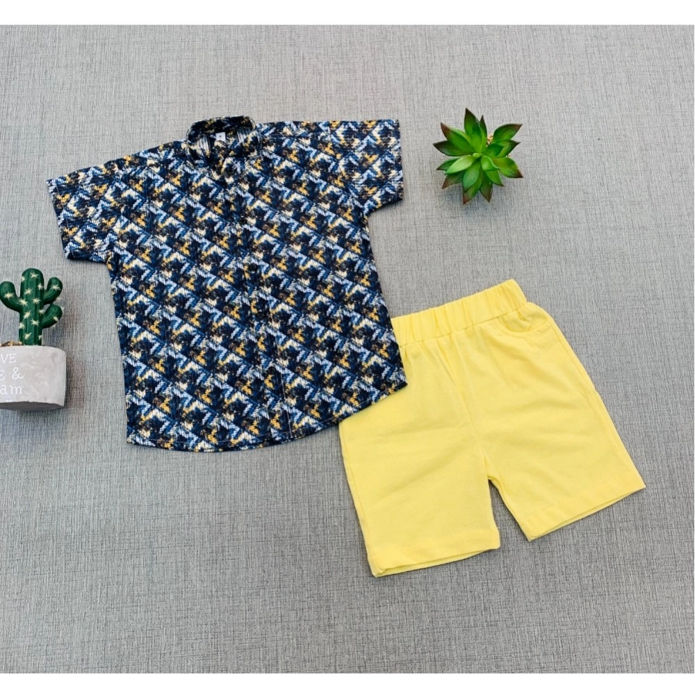 Generic Boy's Cotton Blend Printed Short Sleeve Shirt and Shorts Set (MultiColor) Generic Boy's Cotton Blend Printed Short Sleeve Shirt and Shorts Set (MultiColor)