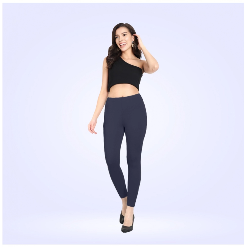Generic Women's Cotton Blended Solid Ankle legging (Navy) Generic Women's Cotton Blended Solid Ankle legging (Navy)