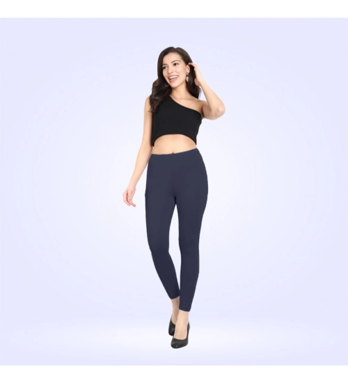 Generic Women's Cotton Blended Solid Ankle legging (Navy)