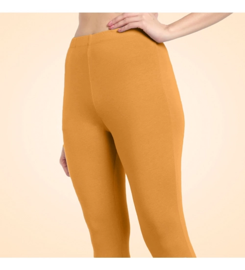 Generic Women's Cotton Blended Solid Ankle legging (Mustard Yellow)