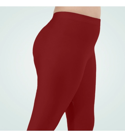Generic Women's Cotton Blended Solid Shimmer Ankle leggings (Maroon)