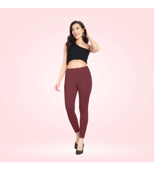 Generic Women's Cotton Blended Solid Ankle legging (Maroon)