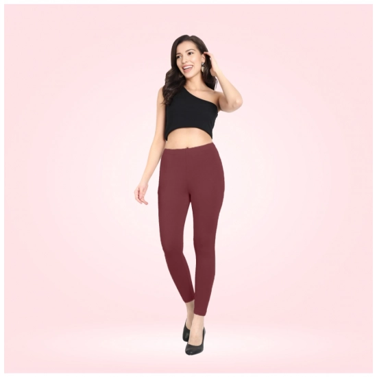 Generic Women's Cotton Blended Solid Ankle legging (Maroon) Generic Women's Cotton Blended Solid Ankle legging (Maroon)
