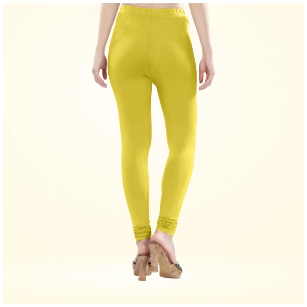 Generic Women's Cotton Blended Solid Churidar leggings (Lemon Yellow) Generic Women's Cotton Blended Solid Churidar leggings (Lemon Yellow)