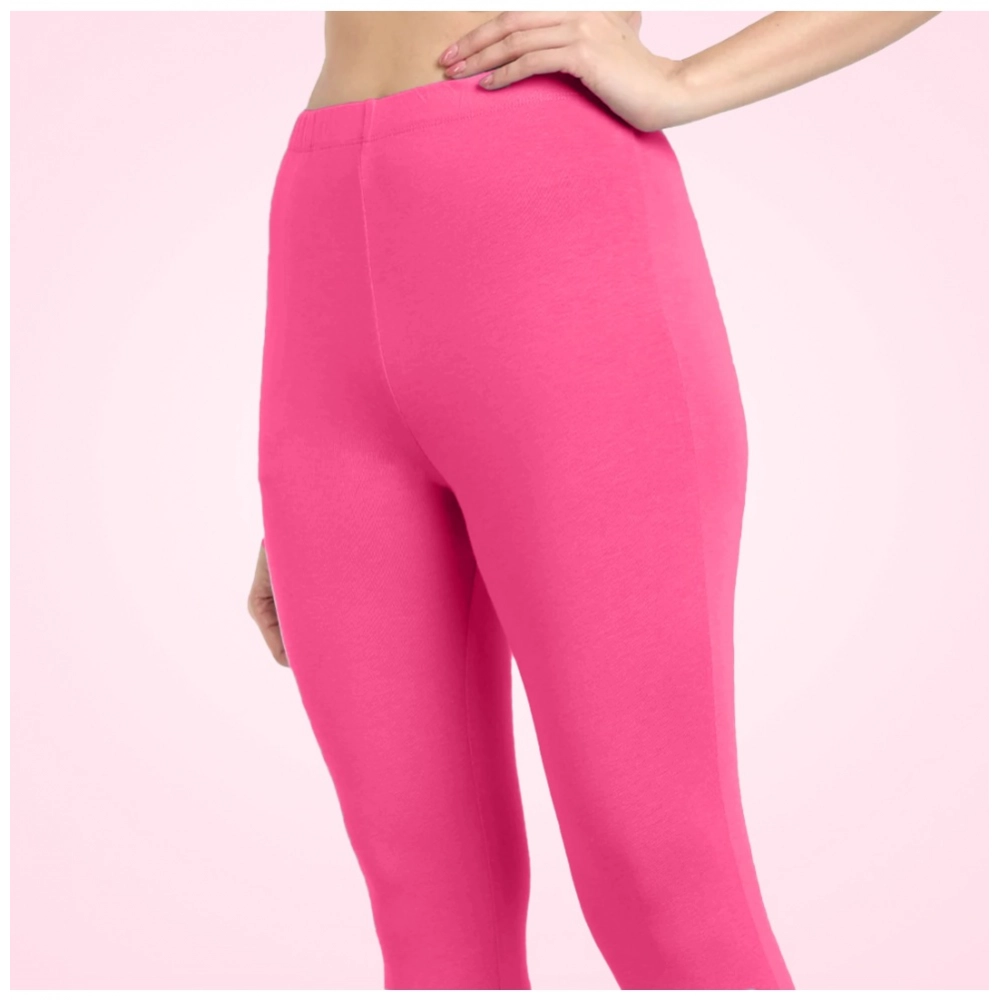 Generic Women's Cotton Blended Solid Ankle legging (Dark Pink) Generic Women's Cotton Blended Solid Ankle legging (Dark Pink)