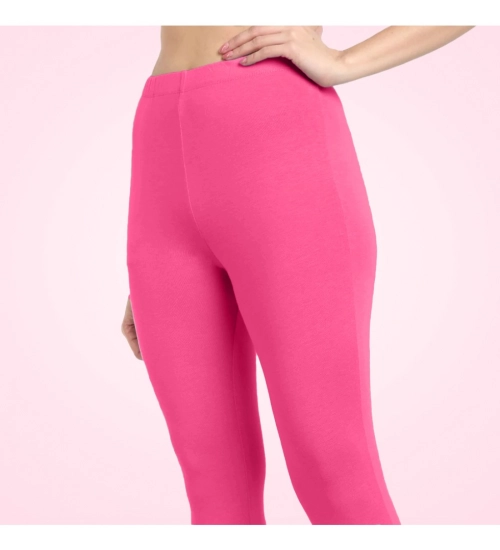 Generic Women's Cotton Blended Solid Ankle legging (Dark Pink)